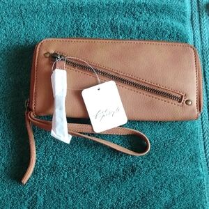 Free People Tan Wristlet Wallet